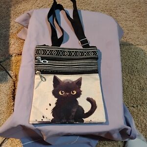Chic Black Cat Print Crossbody Bag